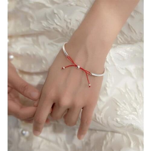 Fashion Rope Red Bracelet For Women Jewelry New Year Gift Charm Princess Silver 925 Bangle Girl Party Accessories