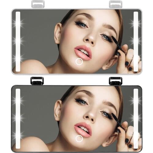 Car Interior Mirror 3 colors Lighting Mode Auto Makeup Mirror Sun Visor High Clear Interior HD Mirror With 22/60 LED Light