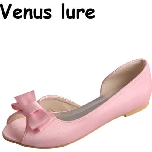 Custom Handmade Women Ballet Flats Shoes Pink Peep Toe Bridal Flats Size 12