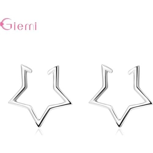 Simple Style 100% Silver 925 Jewelry Star Pattern Stud Earrings For Women Newest Fashion Party Anniversary Jewelry Accessory