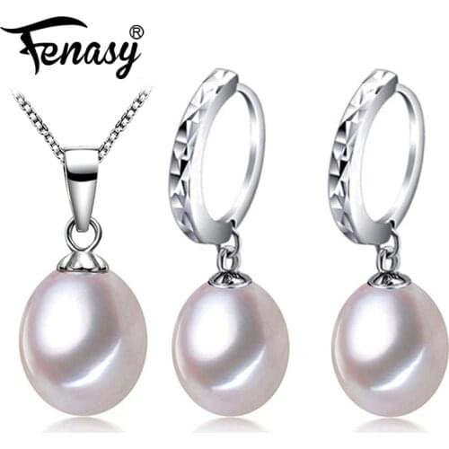 FENASY fashion Jewelry Sets silver Earrings For Women 925 sterling silver fashion earrings freshwater pearl jewelry 2018 new