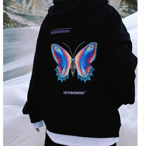 Women Hip Hop Hoodies Sweatshirts butterfly Print Gothic Long Sleeve Zip Hoodie Y2k jacket women hoodies Korean Punk Pullover