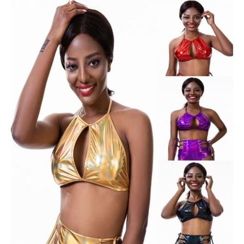 Women Sexy Beach Swimwear vest Halter Cut Out Strappy Crop Exotic Tanks Stage nightclub show sexy womens top clothing