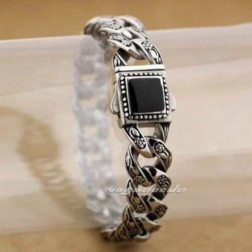 10 Lengths 316L Stainless Steel Rose Flower Mens Biker Rock Punk Bracelet 4R013A