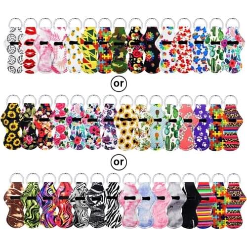 E65F 15Pcs Lip Balm Holder Keychain Chapstick Lipstick Lipgloss Case Multi Colors for Women Girls