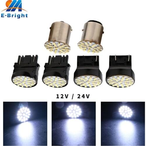 4pcs DC 12V 24V 3020 22 SMD Led Bulbs 1156 BA15S P21W 1157 BAY15D T20 3156 3157 7440 7443 Car Led Turn Signal Brake Light White