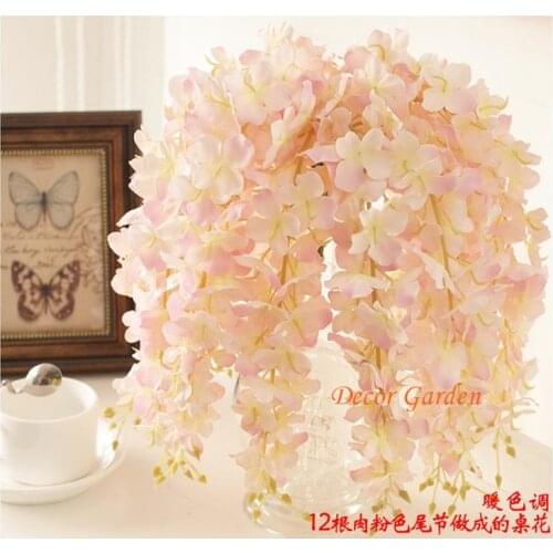 20PCS Hydrangea Pudding Vine String Artificial Flowers Silk Flower Wedding Arch Square Wall Hanging Basket Can Be Extension