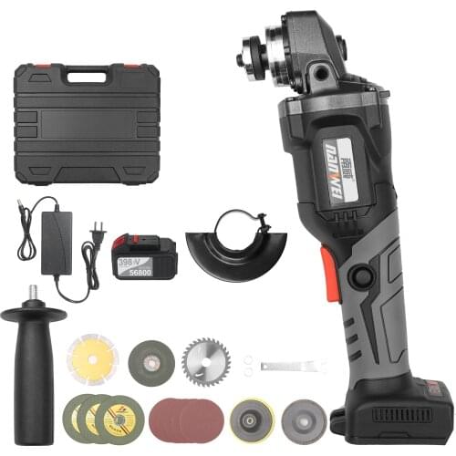 21V Brushless Angle Grinder Tool Cordless Polishing Cutting Machine 100mm Variable Speed 6.0Ah Lithium-Ion Electric Heavy Duty