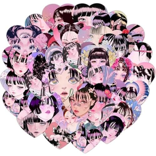 35Pcs Whimsical Girl Illustration Hand Account Sticker Waterproof For Refrigerator Skateboard Car Accessories Sticker