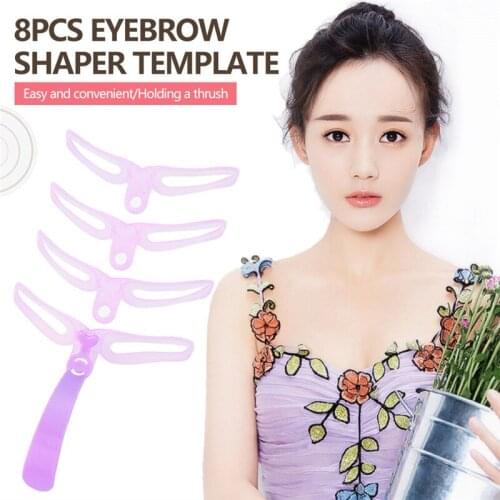 8pcs/set Eyebrow Stencils Reusable Eyebrow Shaping Brow Template DIY Eye Brow Drawing Guide Template Card Model Makeup Tools