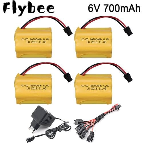 6v Battery + 6v charger set For Rc toys Cars RC Tanks RC Truck RC Robot Gun Boat Ni-CD AA 6v 700mah Rechargeable Batteries Pack