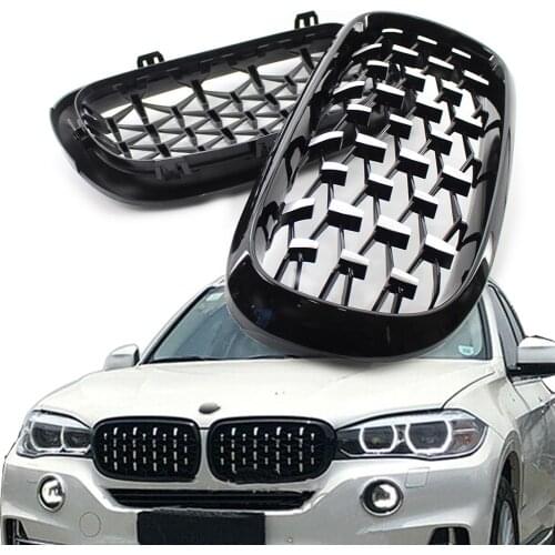 Car Front Grille Chrome Black Diamond Meteor Stying Grill for BMW X5 F15 F85 2014 2015 2016 ABS Plastic