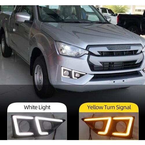 Car Flashin 1 Set For Isuzu D-max 2020 2021 LED Daytime Running Light Dynamic Turn Yellow Signal Relay Car 12V LED DRL Day Light