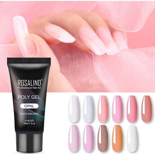 ROSALIND 30ml Quick Dry UV Gel Poly Tip Extension Builder Nail Art Decoration Colorful Nail Gel Polish DIY Nail Art