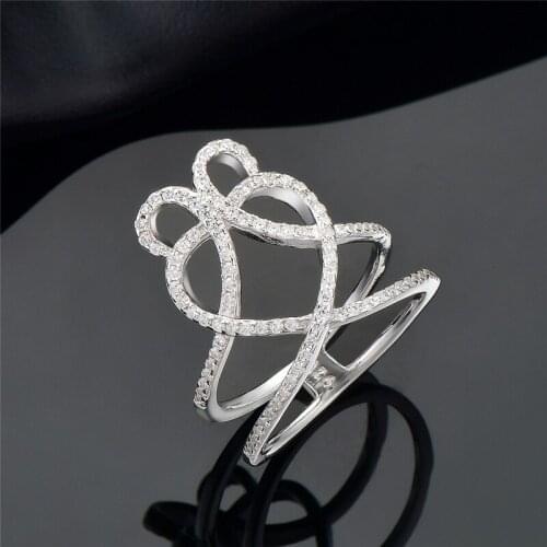 DY 925 Sterling Silver Ring Micro Pave Clear Cubic Zirconia Twisted Hot Sale New Arrival Finger Ring For Women Trendy Jewelry