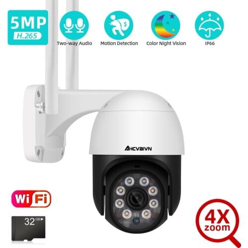 5MP PTZ Wifi Camera IP Outdoor 4X Digital Zoom Wireless Security CCTV Camera 2MP Two Way Audio Ai Detection Alert CCTV Camera