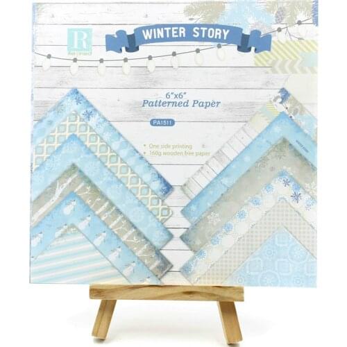 KSCRAFT 12pcs 6" Single-side Printed winter pattern creative papercraft art paper handmade scrapbooking kit set book