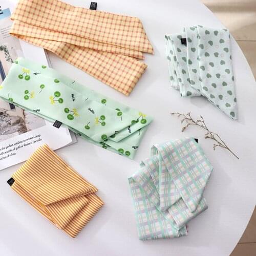 Summer Long Narrow Small Silk Scarves Orange And Green Hair Belt Bind Package Accessories Chiffon Decoration For Women