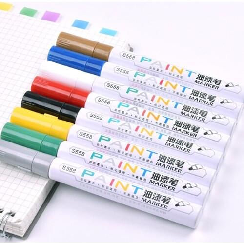 8 Color Deli Marker Pen Waterproof Permanent Paint Wood Glass Tire CD Mark Tool School Office Supply Painting Drawing Stationery