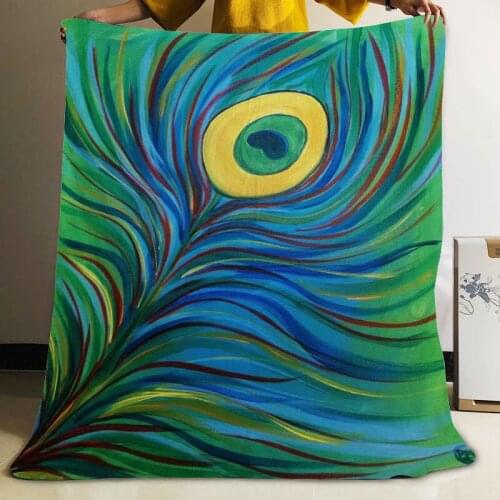 Musife Custom Peacock Flannel Blanket Design Your own Blanket Flannel Blankets for Sofa DIY Dropshipping