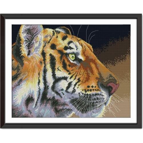 Tiger cross stitch kit animal 18ct 14ct 11ct cotton silk thread white fabric cotton thread embroidery DIY handmade needlework
