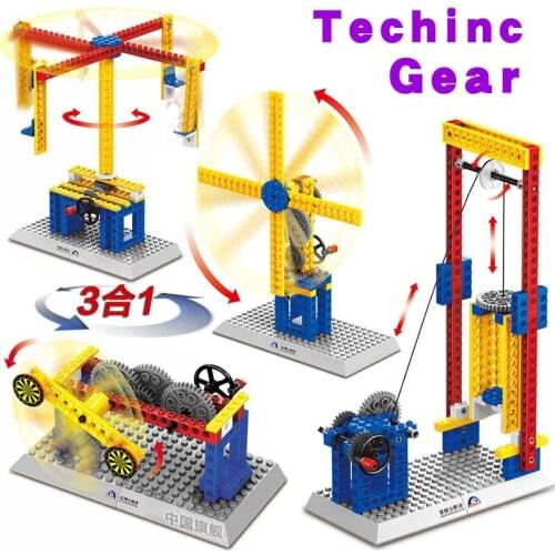 WanGe parts gear sets power Mechanical science wheel brick Crane building blocks Kids Toys Compatible education technique