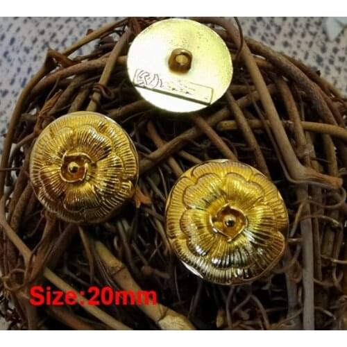 New 10 pcs fashion high-end Metal alloy Gold Flowers clothing jacket Overcoat buttons shirt coat button Size 20mm free shipping
