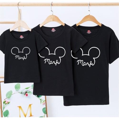 2021 New Product Summer T-shirt Family Mickey Mouse Print Parent-child Tee Casual Short Sleeve Baby Tops Streetwear Kawaii