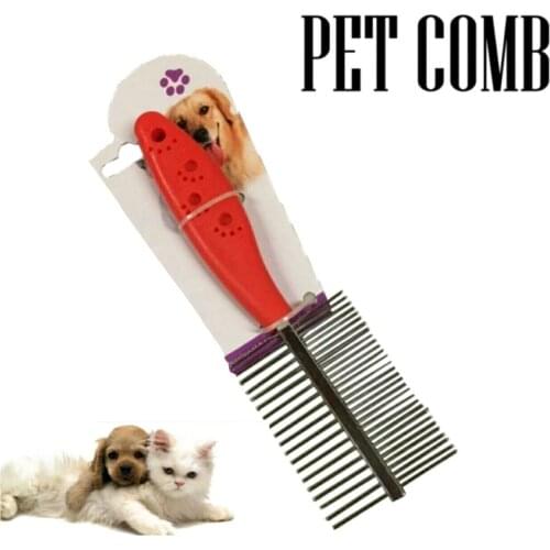 NEW PET PUPPY DOG CAT METAL DOUBLE ROW TEETH BRUSH GROOMING HAIR COMB FUR RAKE
