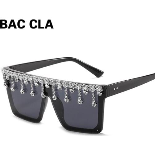 New Square Diamond Oversized Sunglasses Women 2020 Big Frame Vintage Luxury Crystal Sun Glasses Pendant Rhinestone Shades UV400