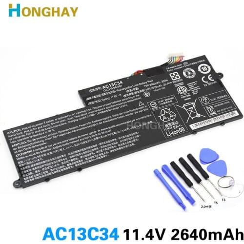 Honghay AC13C34 New Original laptop battery for Acer Aspire V5-122P ICP5/60/80 V5-132 E3-112 V5-122 ZHK 11.4V 30wh 2640mah