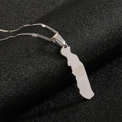 Stainless Steel Map of Togolaise Pendant Necklaces Fashion Togo Map Charm Jewelry