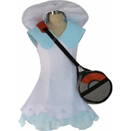 Sun moon Pocket Monsters Lillie Cosplay Dress with hat and bag cosplay costume