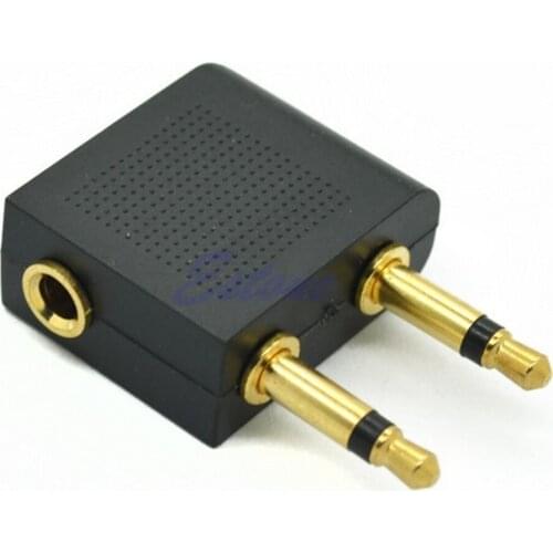 1 PC 3.5mm to 2x3.5mm Airplane Travel Headphone Earphone Jack Audio Adapter Converter