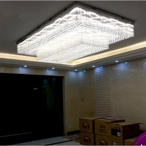 Rectangular crystal lamp large project lights customized banquet hall hotel lobby lighting villa model room lamps led lighting