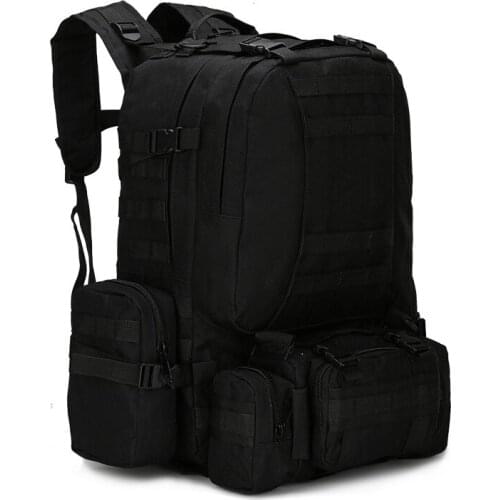 4 in 1 Molle Rucksack Army Green Mountaineering Bags 55L 600D Military Tactical Backpack Outdoor Camping Hiking Hunting Climbing