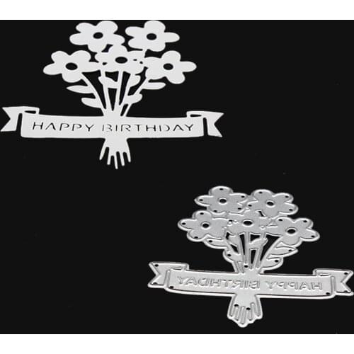Happy Birthday Banner Flower Metal Cutting Dies for Scrapbooking New 2020 Craft Die Cut Card Making Embossing Stencil