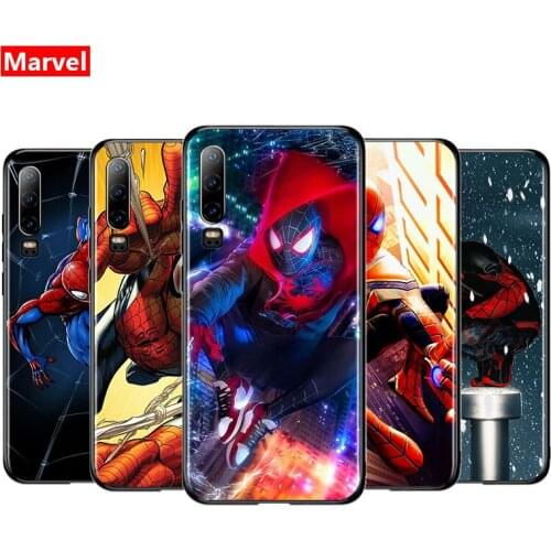 Marvel Avengers Super Hero Spider-Man For Huawei P50 P40 P30 P20 P10 P9 P8 Lite Mini E 5G Pro Plus TPU Silicone Black Phone Case