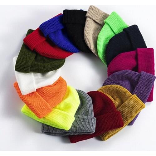 KENSHELLEY Women British Style Street Hip Hop hat Autumn and Winter Knitted Cuffed Slouchy Beanie hat mens warm short hat