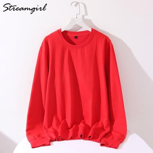 Sweatshirts Autumn 2021 Plus Size Women O Neck Sweatshirts 2021 Plus Size Top vintage Oversize Sweatshirt Cotton Women Pulovers
