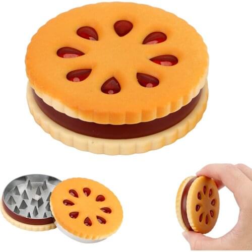 Herb Grinder Biscuits Shaped 2 Layers Tobacco Tool Pipe Smoking Grinders 1PC Spice Mill Sharp Diamond Teeth Tobacco Crusher