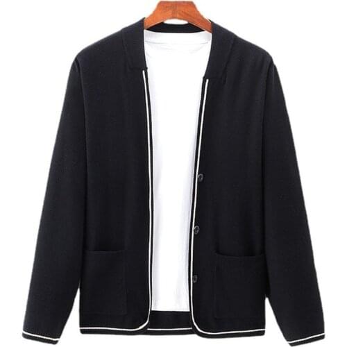 ERIDANUS Spring Autumn Young Mens Spot Cardigan Self-cultivation Clip Color Sweater Trendy Style Men Casual Sweater Coat MWK031