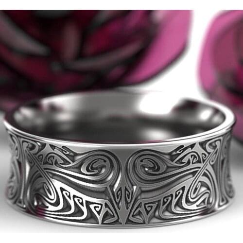 Ofertas Vintage Patterned Metal Mens Ring Engagement Anniversary Party Creative Male Rings Jewelry Hand Accessories Size 6-13
