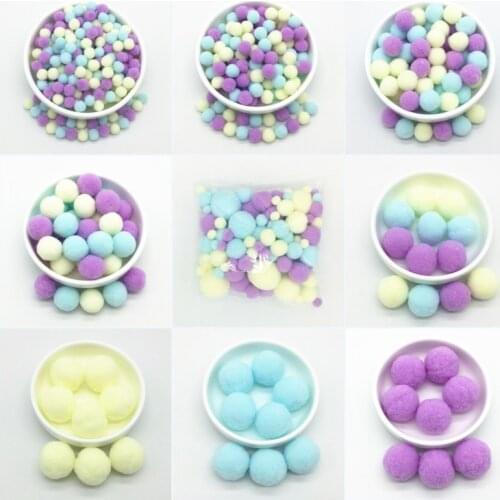 Yellow Blue Purple Pompom Fur Balls DIY Soft Pom Poms Crafts Pompones Wedding Decor Glue on Cloth Accessories 8mm To 30mm 20g