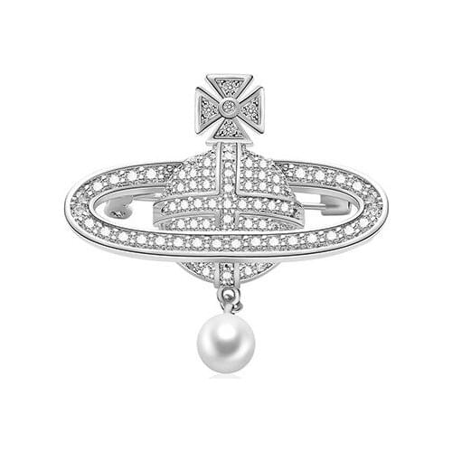 Blucome Copper Space Milky Way Shape Brooches For Women Kids Gifts Exquisite Imitation Pearls Star Scarf Buckle Collar Clip