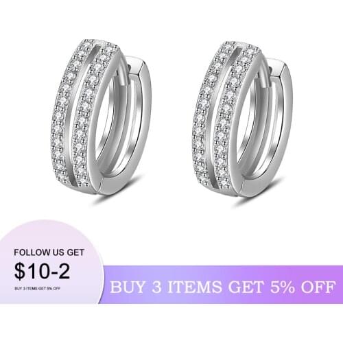 2020 NEW HOT SALE 100% Real 925 Sterling Silver Crystal Circle Earring For Women Making Jewelry Gift Wedding Party Engagement