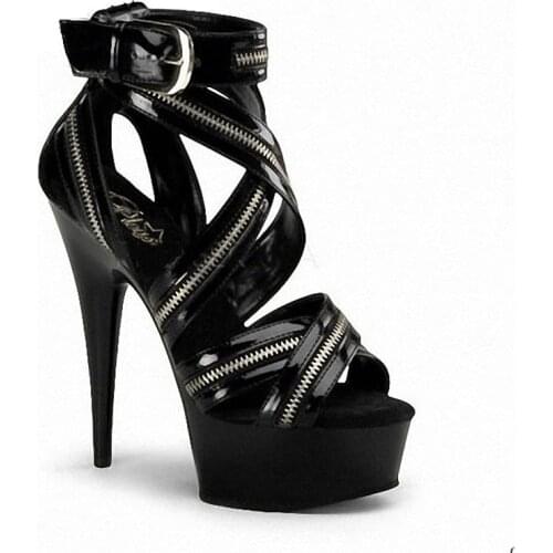 Women Gladiator Shoes Black Sexy Stiletto Heels Pole Dancing Shoes Fashion Clubbing Stage Dancer High Platform Sandals