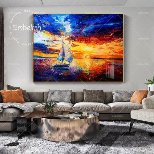 1 Pieces Sailing Boat On The Sea Landscape Wall Art Pictures For Living Room Modern HOme Decor Posters HD Spray Canvas Paintings