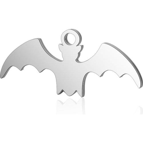 10pcs/lot 8*18mm Stainless Steel Bat Pendant Charms with Hook for DIY Necklace Findings Crafts Animal Jewelry Making Party Gift