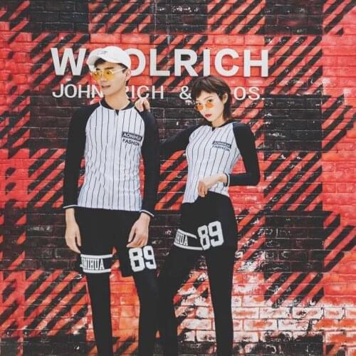 2019 New RashGuard Men Three pieces Long Sleeve Swimsuit Women Four pieces Sport Swimsuit Separate Zipper Design Sport Swim Wear